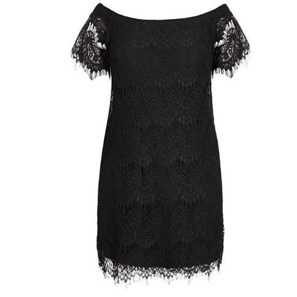 City Chic Plus Size Off-The-Shoulder Lac Black 22W - Picture 3 of 3